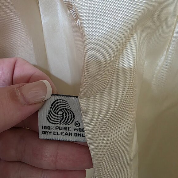 Cross Country Fashions Vintage Cream Wool Blazer 100% Wool Lined Classic - Picture 7 of 10